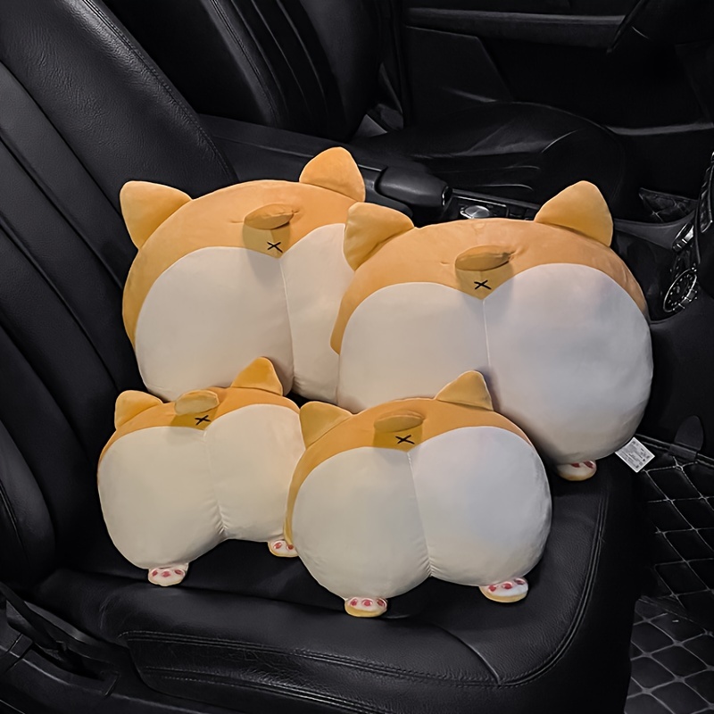 seemehappy Cute Plumpy Corgi Butt Car Seat Headrest Neck Pillow Corgi Butt  Lumbar Pillow Acessories (2 PCS Neck Pillow)