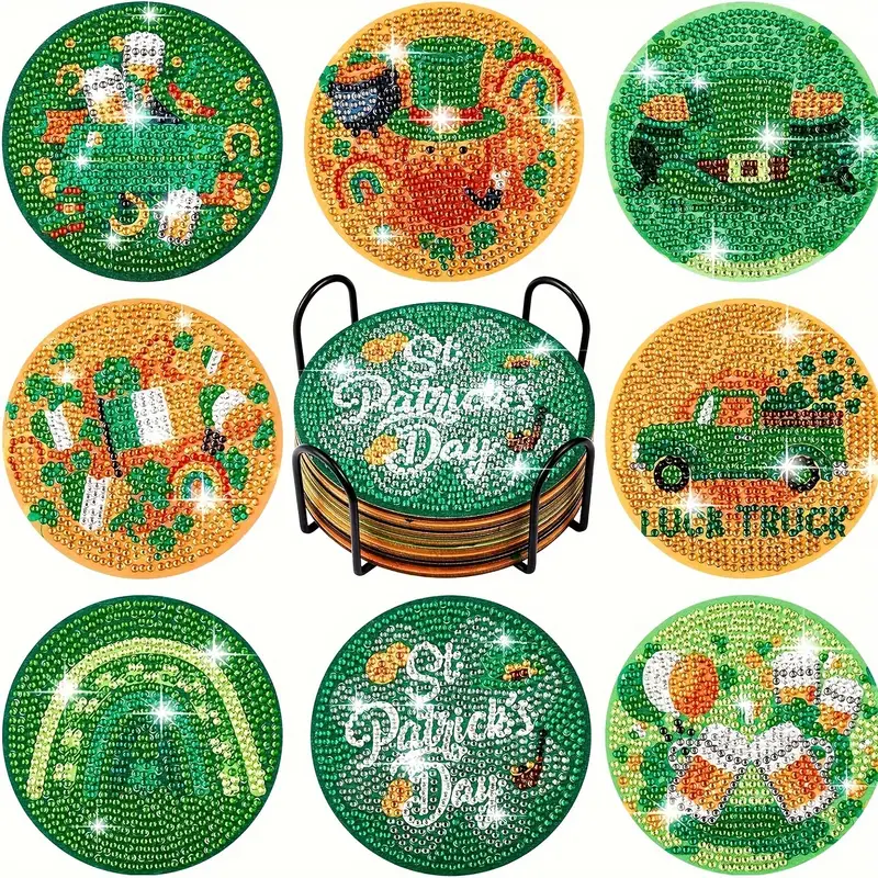 St Patrick's Day Diamond Painting Coasters With Holder Diy - Temu