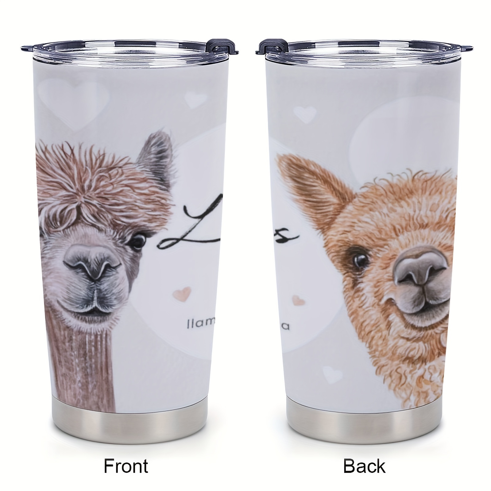 

1pc 20oz, Unique Water Tumbler Cup, Alpaca Print Design Insulated Travel Coffee Mug With Lid Stainless Steel Double Wall Tumbler, Gifts For Lovers