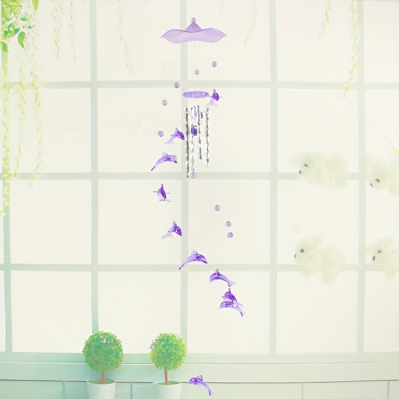 Cheap Blessing Gift 3 Colors Crystal Dolphin Bell Home Garden 4