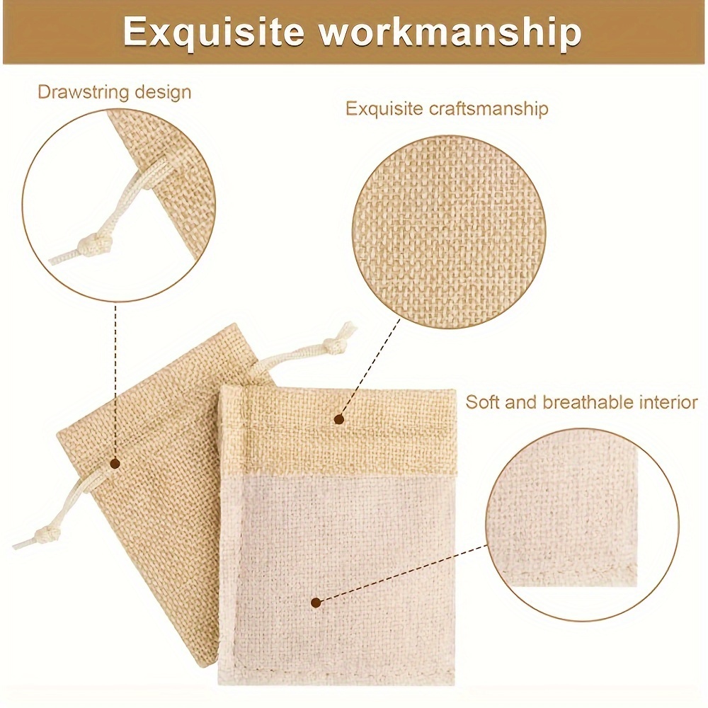 110pcs Beige Linen Gift Bags with Nylon Drawstrings