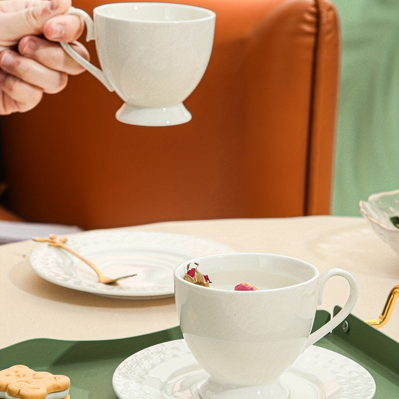 Cappuccino Cup and Saucer - White/brown - Home All