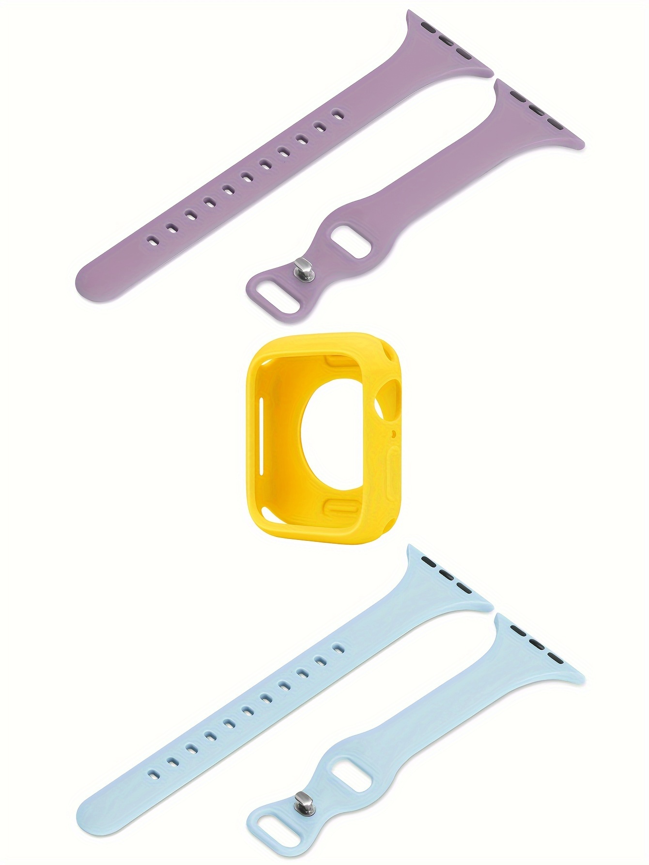 2pcs Women Men Cute Soft Silicone Sports Watch Strap Adjustable Waterproof Wristbands & 1pc Silicone Protective Case, For Apple Watch Band 38/40/41/42/44/45/46/49mm, For Apple Watch Series Ultra/SE/11/10/9/8/7/6/5/4/3/2/1, Intelligent Watch Accessories