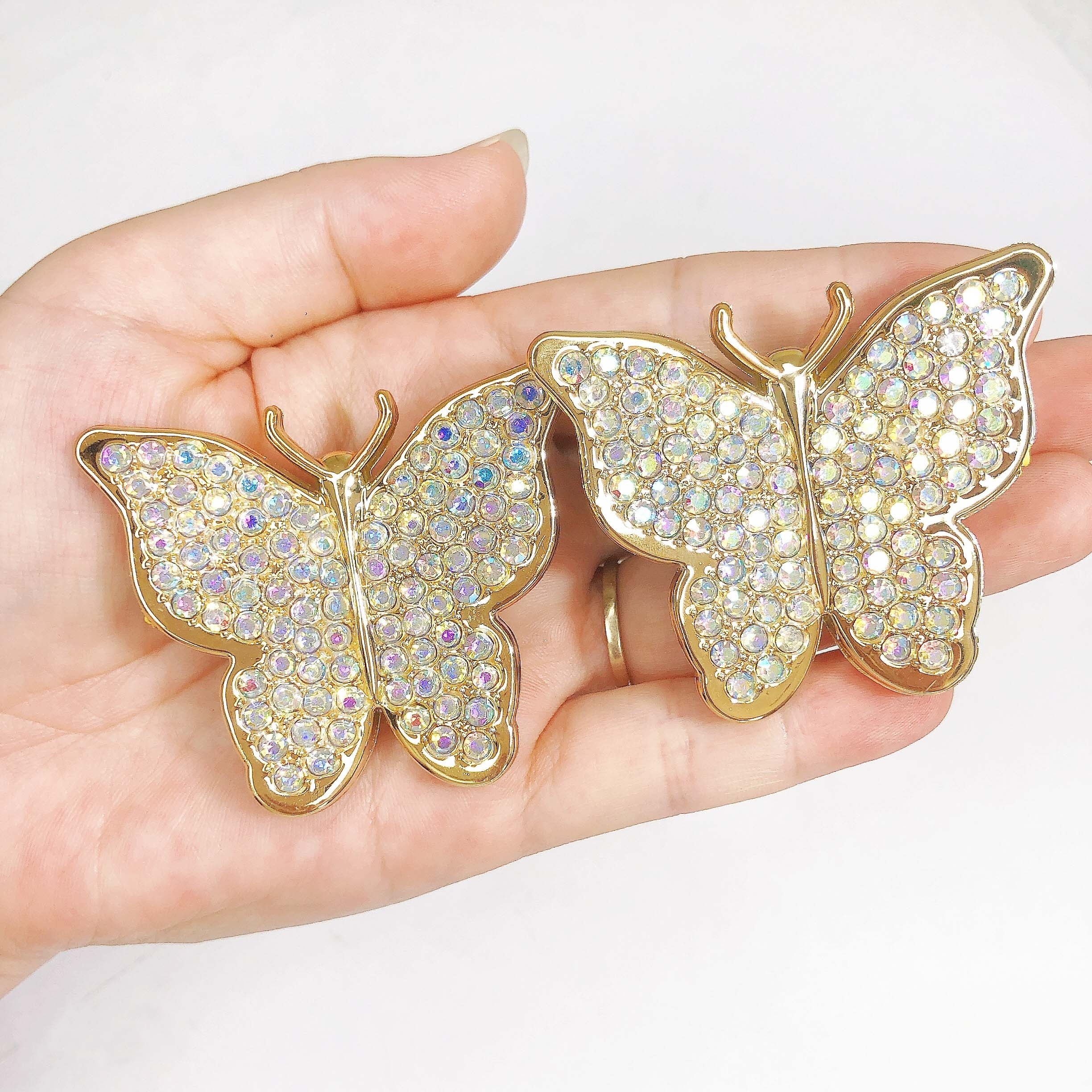 Shoe Charms ( 8pcs ) Elegance Butterfly Gold & Silver Rhinestone for y –  shop.ylfaith