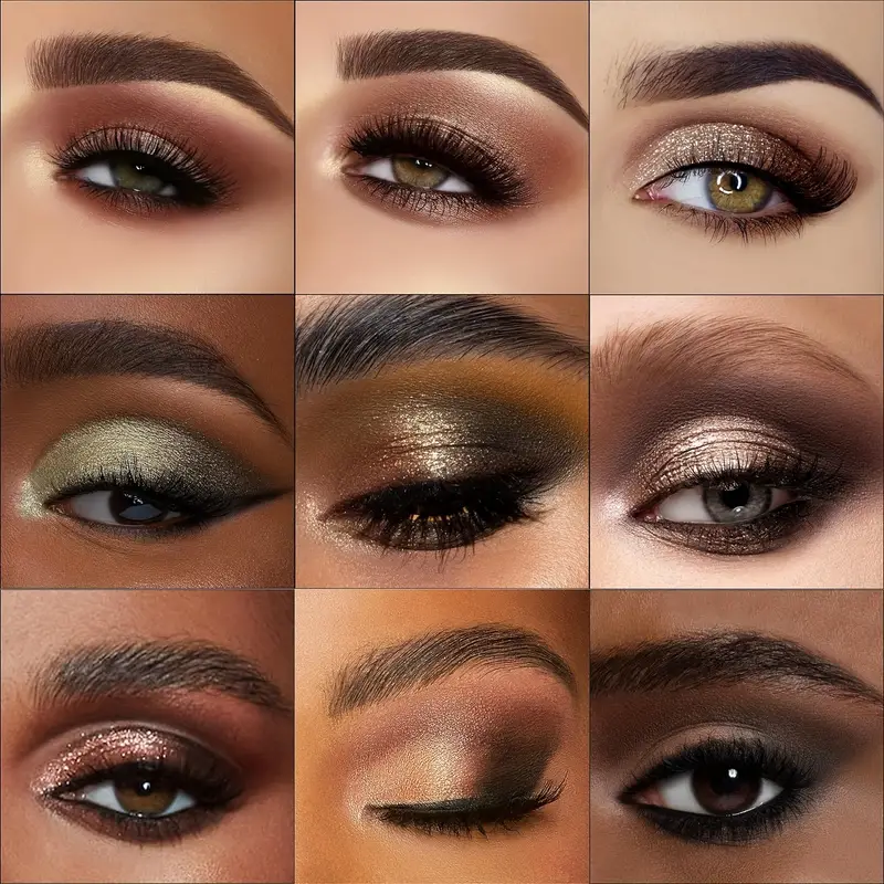 12 Colors Black Eyeshadow Palette Brown