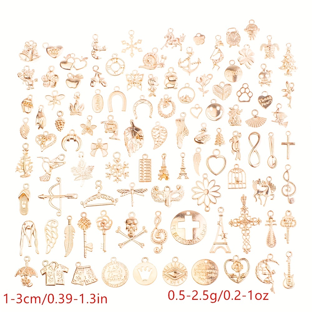 Random Alloy Charms Pendants Kc Golden Plated Charm Bracelet - Temu