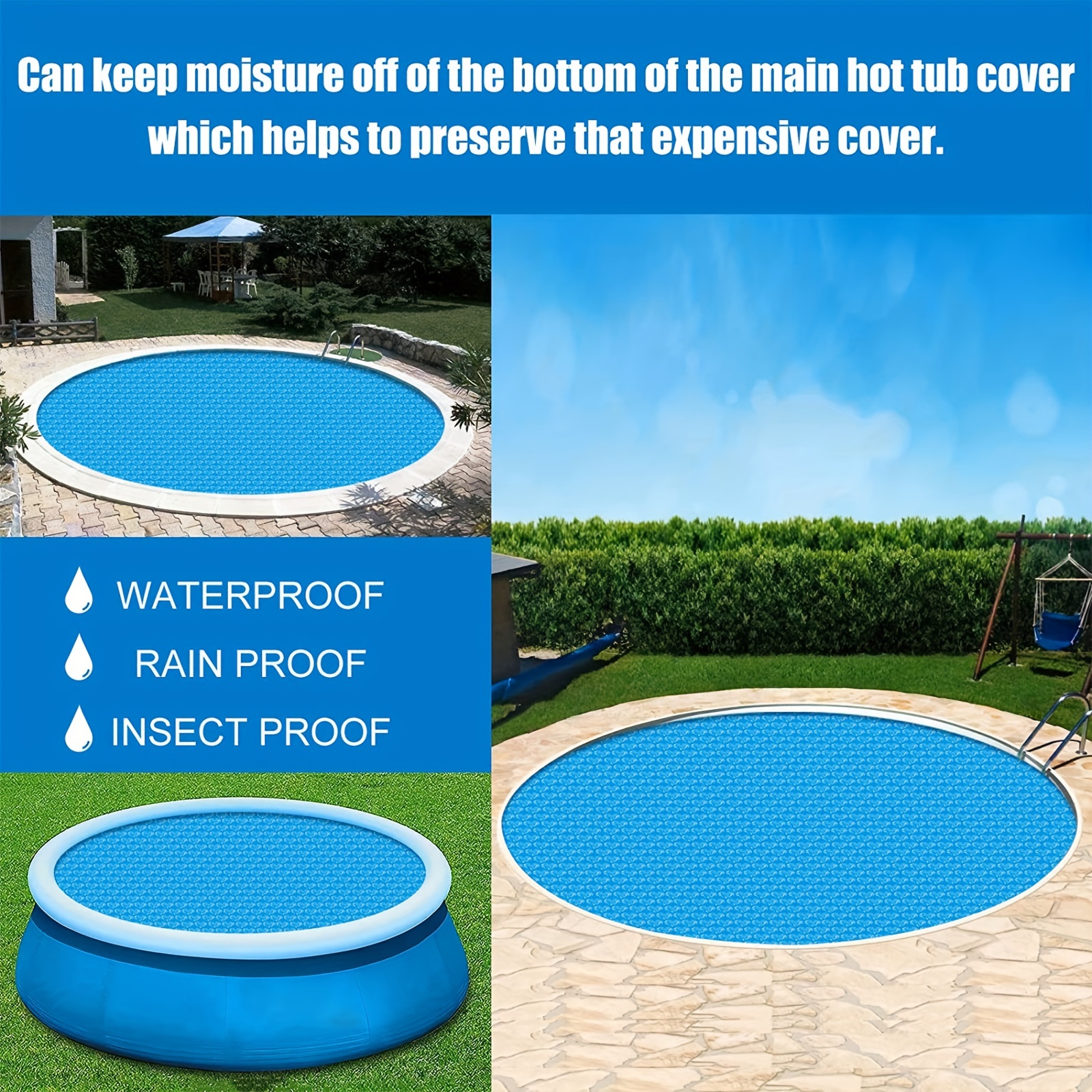 Solar Pool Cover 10ft Round Heat Retaining Blanket In/above Ground Pools