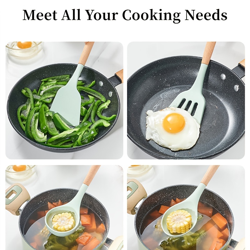 9/10/12PCS Silicone Kitchenware Non-stick Cookware Cooking Tool Spoon  Spatula Ladle Egg Beaters Shovel Soup Kitchen Utensils Set