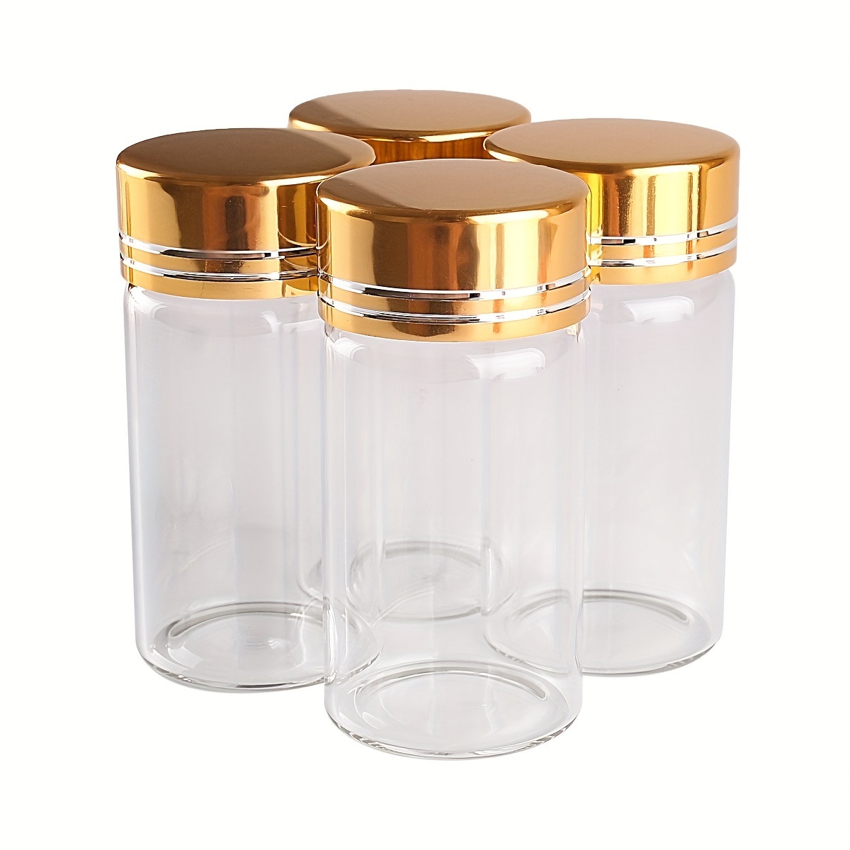 Frascos vacíos de vidrio con tapa dorada de aluminio, tapa de rosca de  color, contenedor de regalo de alimentos líquidos sellados de 0.5 fl oz  (12