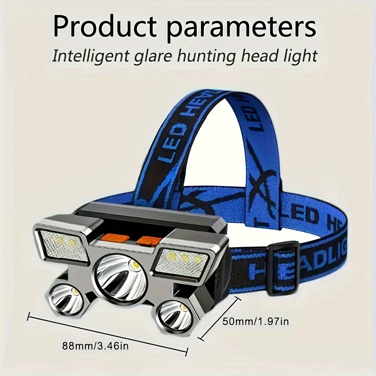 linterna lampara frontal led recargable de cabeza 4 modos ajustable luz  fuerte
