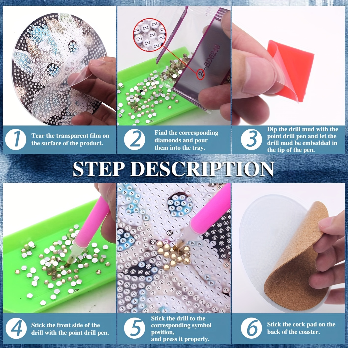 8 Pcs Diamond Painting Coasters Kits - 5D Animal Diamond Painting Coasters  DIY Diamond Art Coasters with Holder Non Slip Coaster Crystal Sticky for