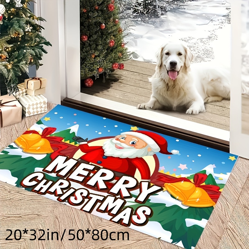 Cute Christmas Door Mat, Crystal Velvet Rug, Per Flat, Cartoon
