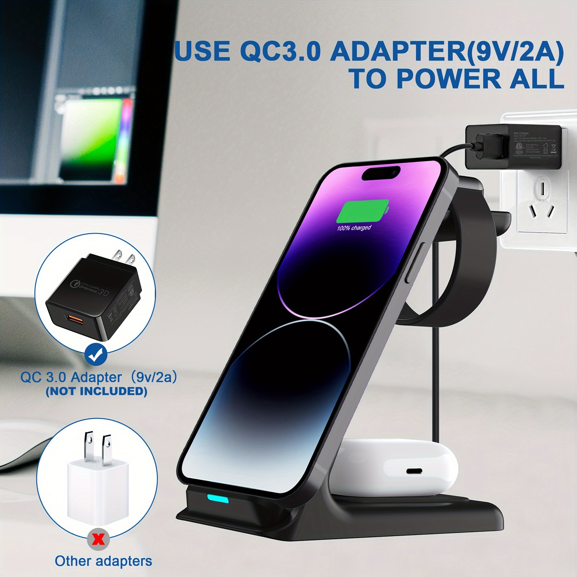 Caricabatterie Wireless 3 In 1 - Temu Italy