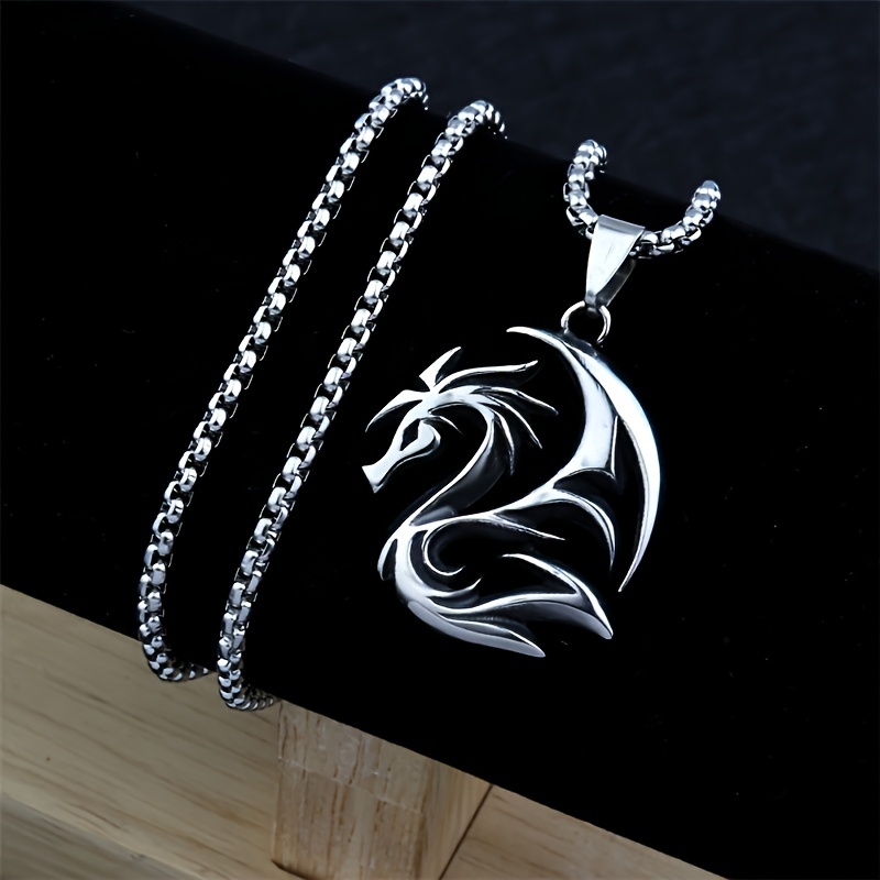 Stainless steel deals dragon pendant