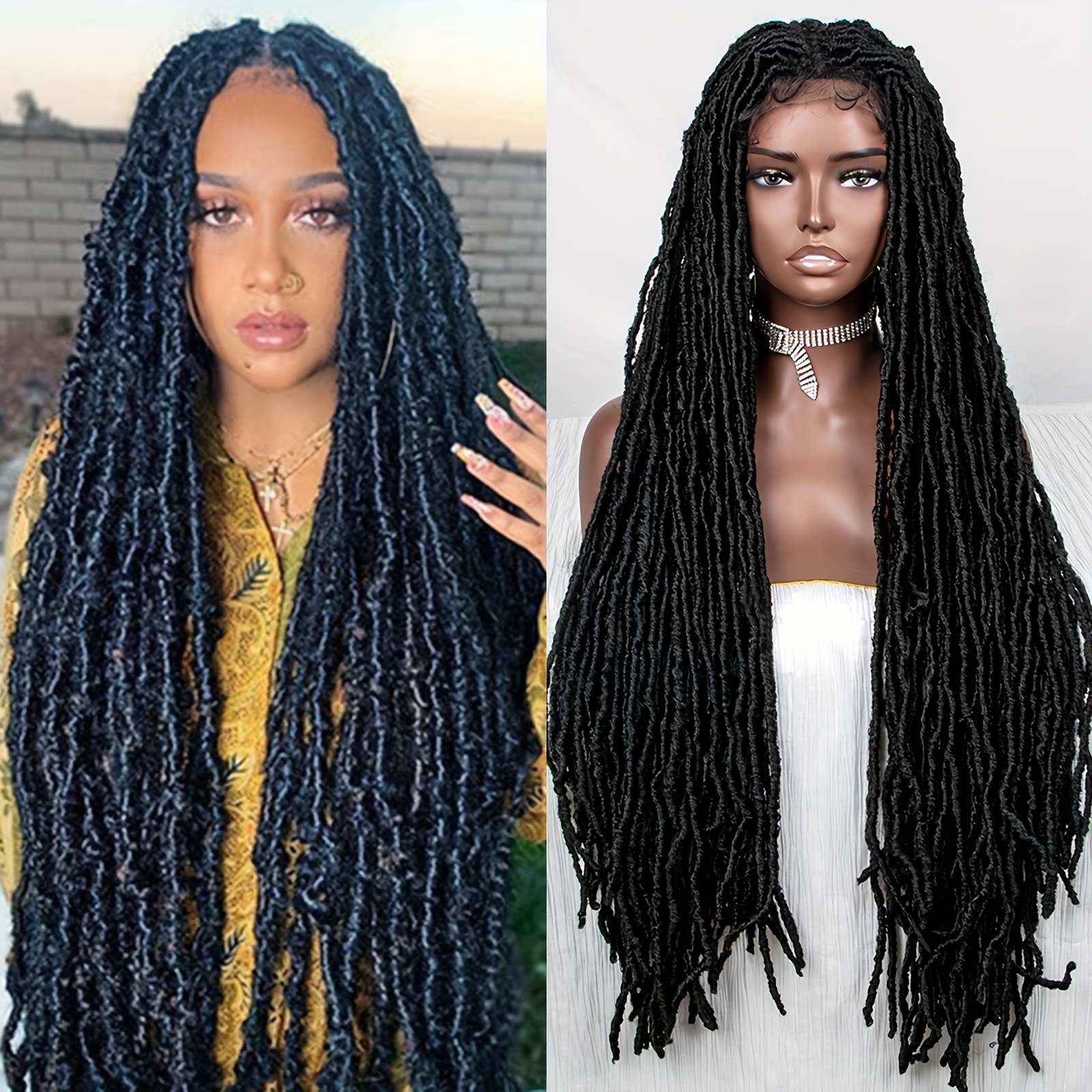 Long Dreadlock Wig Synthetic Fiber Hair With Soft Faux - Temu