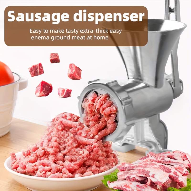 1pc Manual Aluminum Meat Grinder, Household Multifunction Hand Crank  Sausage Meat Grinder, Vegetable Chopper, Heavy Duty Meat Mincer, Sausage  Stuffer