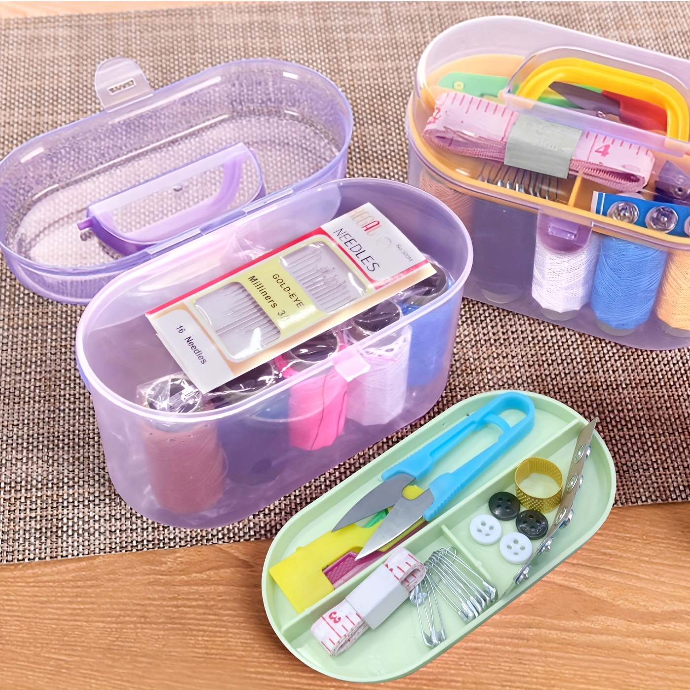 Caja de Kit de costura con lupa, caja portátil para hilos de aguja,  botones, alfileres, cajas de almacenamiento para el hogar – Los mejores  productos en la tienda online Joom Geek
