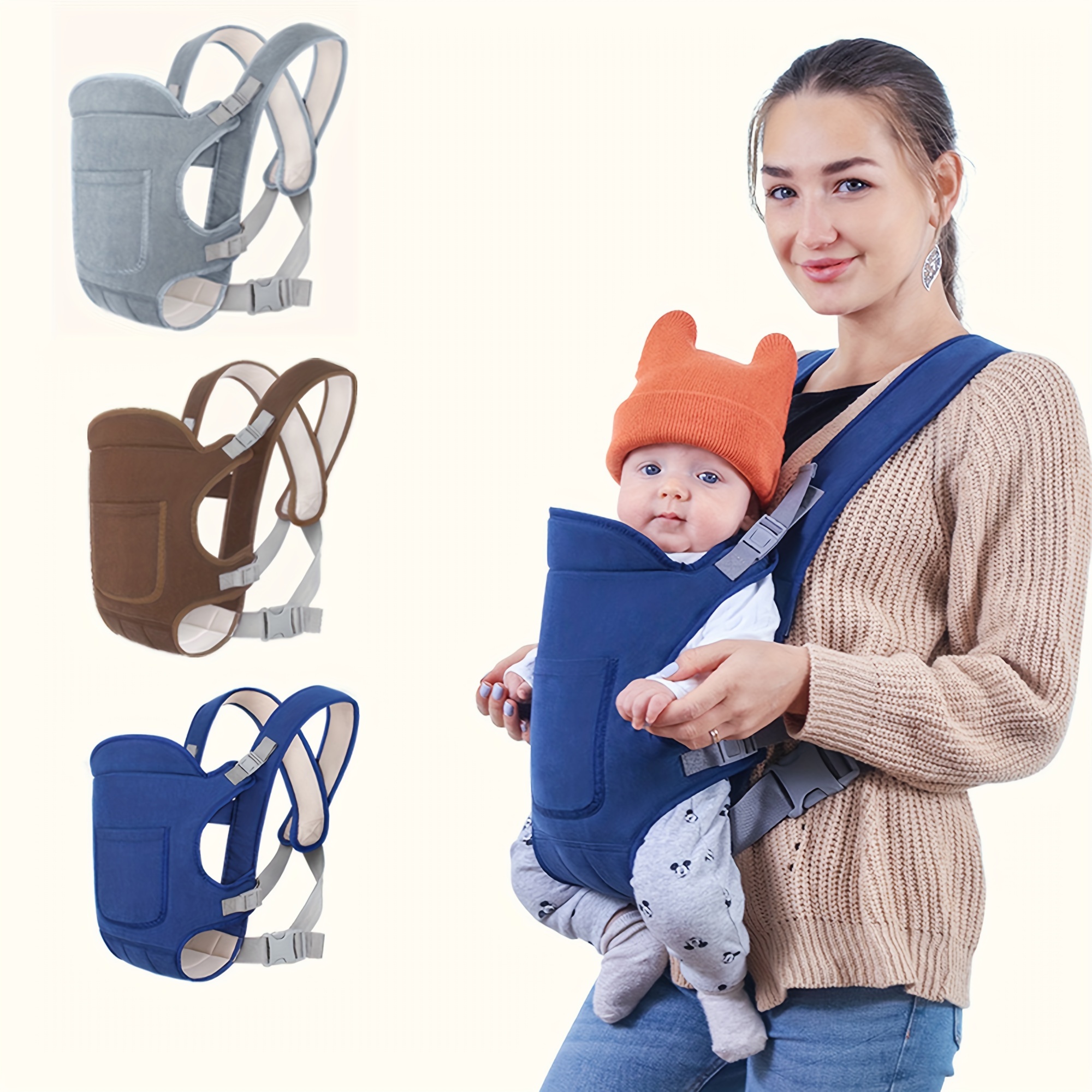 Portabebés manos libres, portabebés ajustable 3D con correas de hombro  gruesas, ligero, transpirable, para recién nacidos
