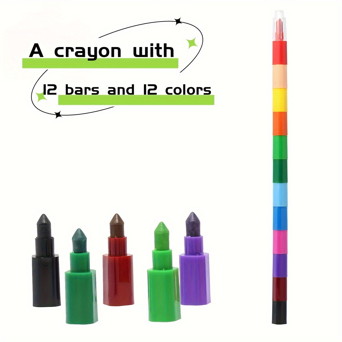 Creative Building Blocks Coloring Crayons, 12-color Square Crayons, Oil  Pastels, Colored Pencils, Stationery Prizes - Temu