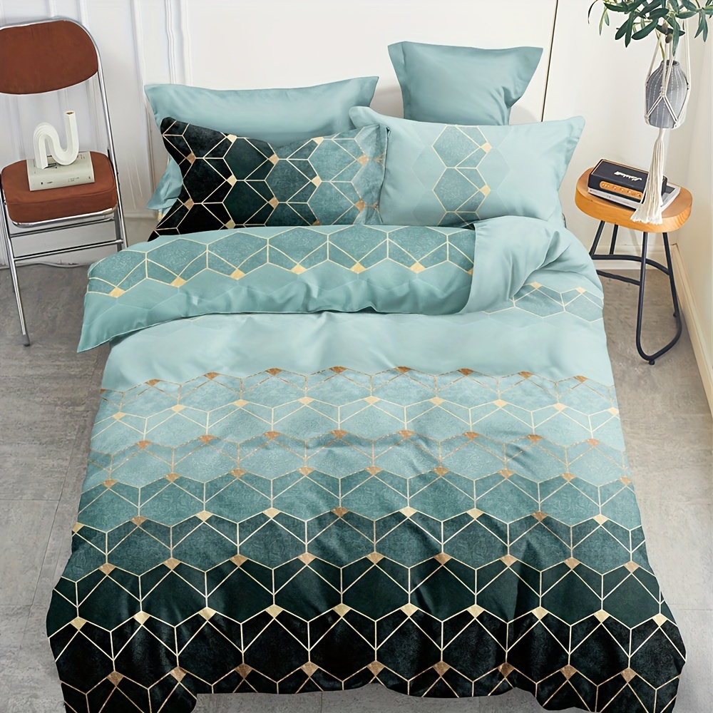 3pcs Duvet Cover Set, Geometric Marble Pattern Duvet Cover Set, , Twin/full/queen/king Sizes