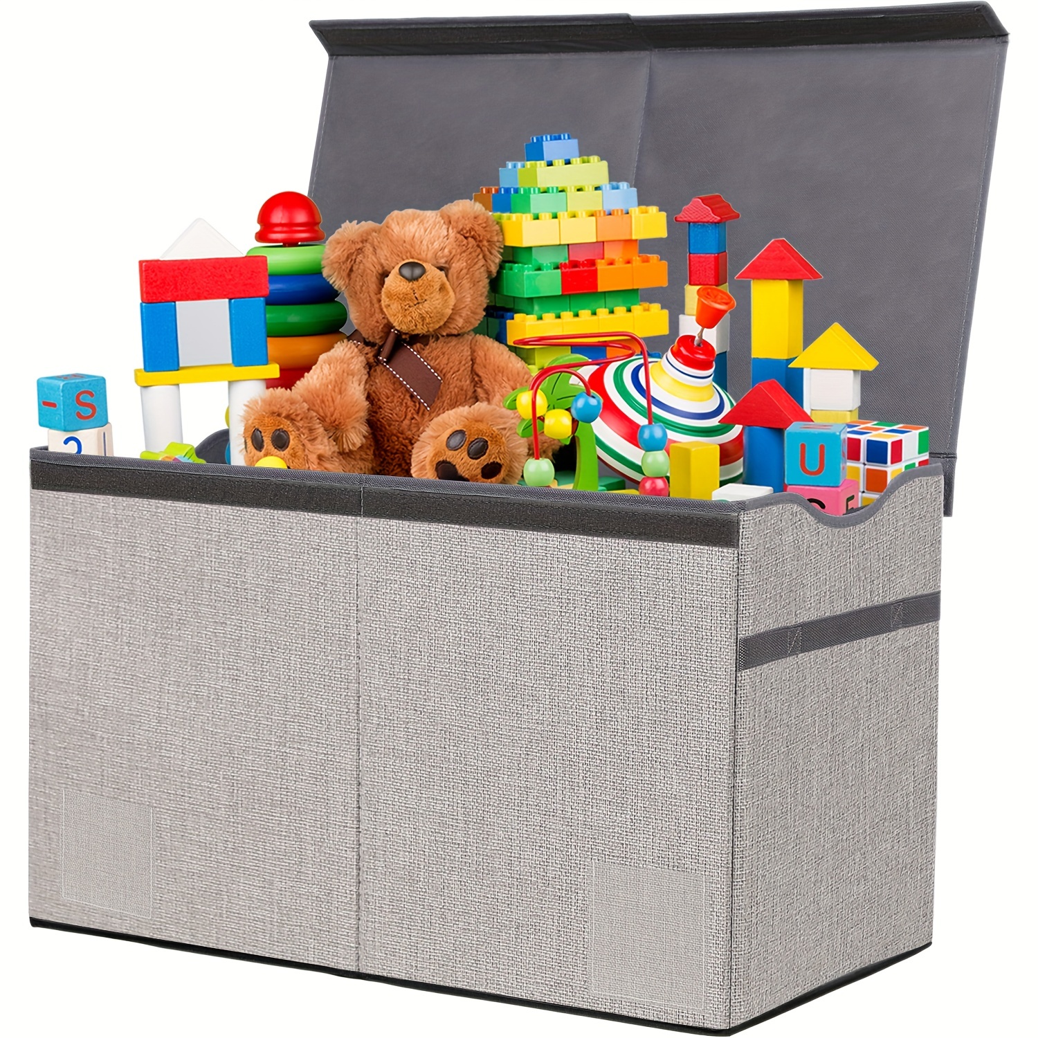 WEDANTA Organizador de almacenamiento de juguetes grandes para niños,  organizador de estantes para libros y juguetes con 11 contenedores, 2  armarios y