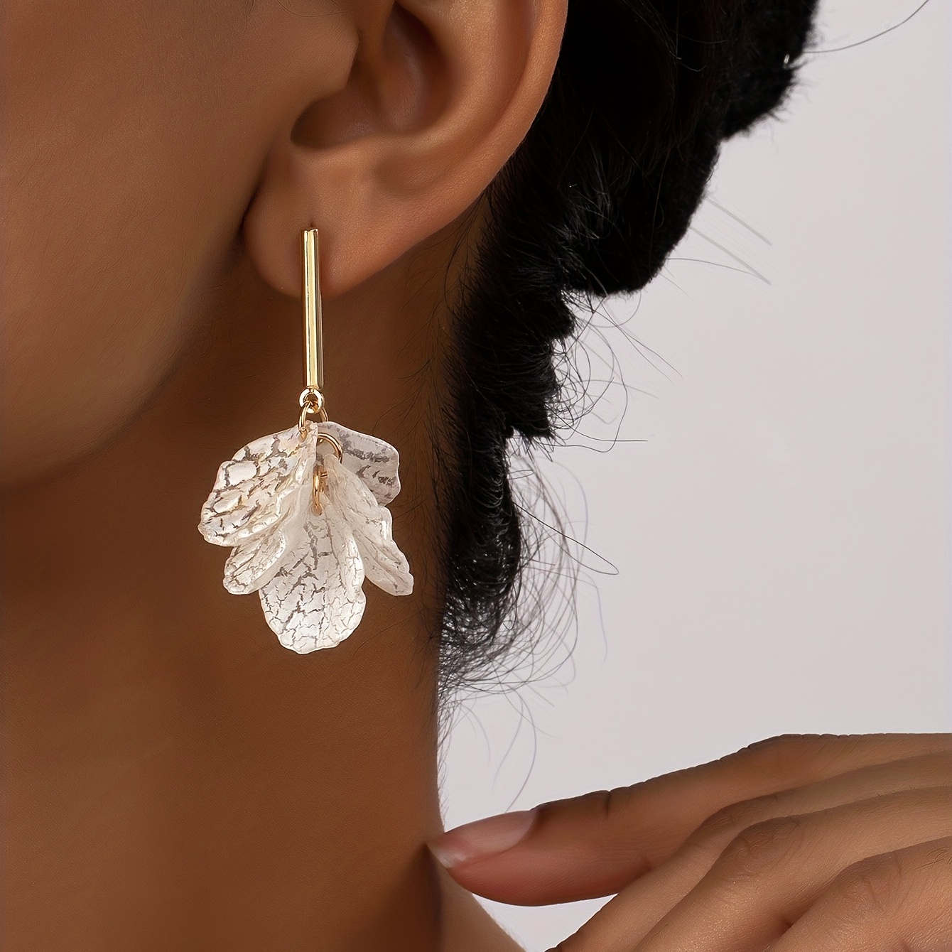 

Fabric Flower Petals Design Dangle Earrings Boho Elegant Style Trendy Holiday Earrings Female Gift