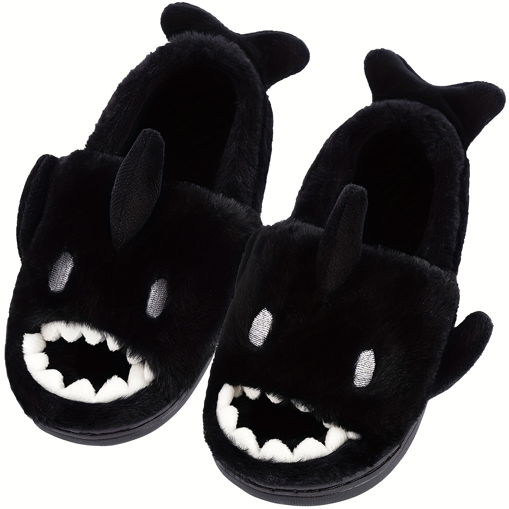 Cute Cartoon Fish Furry House Shoes For Boys, Comfortable Non Slip Soft Bottom Walking Shoes For Indoor, Autumn And Winter