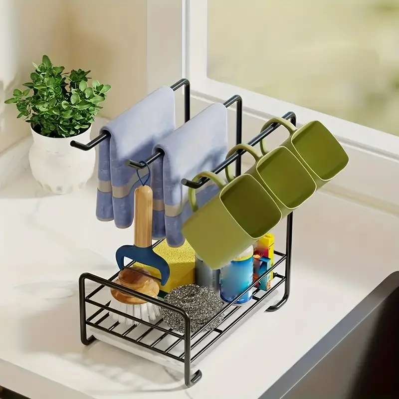 Kitchen Rack Dishwashing Cloth Sponge Drain Rack Sink Dish - Temu