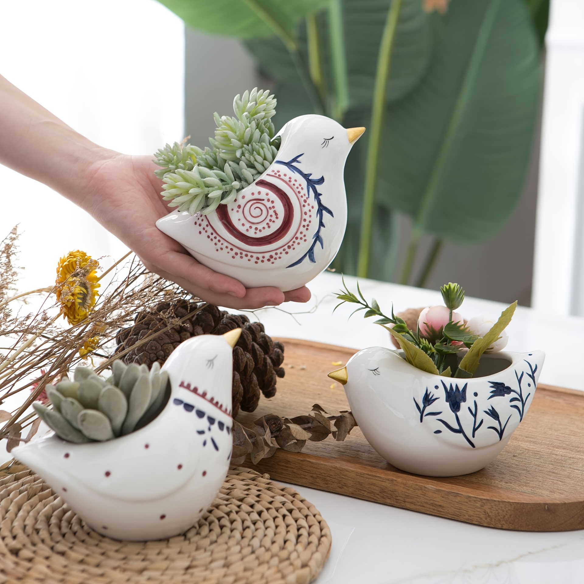 Ceramic Planter Pot, Cute Mini Flower Pots For Indoor Plants, Suitable For  Artificial Succulents, Creative Home Decor For Office Desks, Computer  Tables, Shelf Decor - Temu
