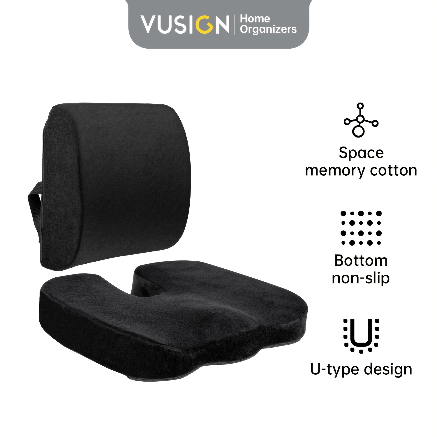 Seat Cushion And Lumbar Support Pillow For Office Desk Chair