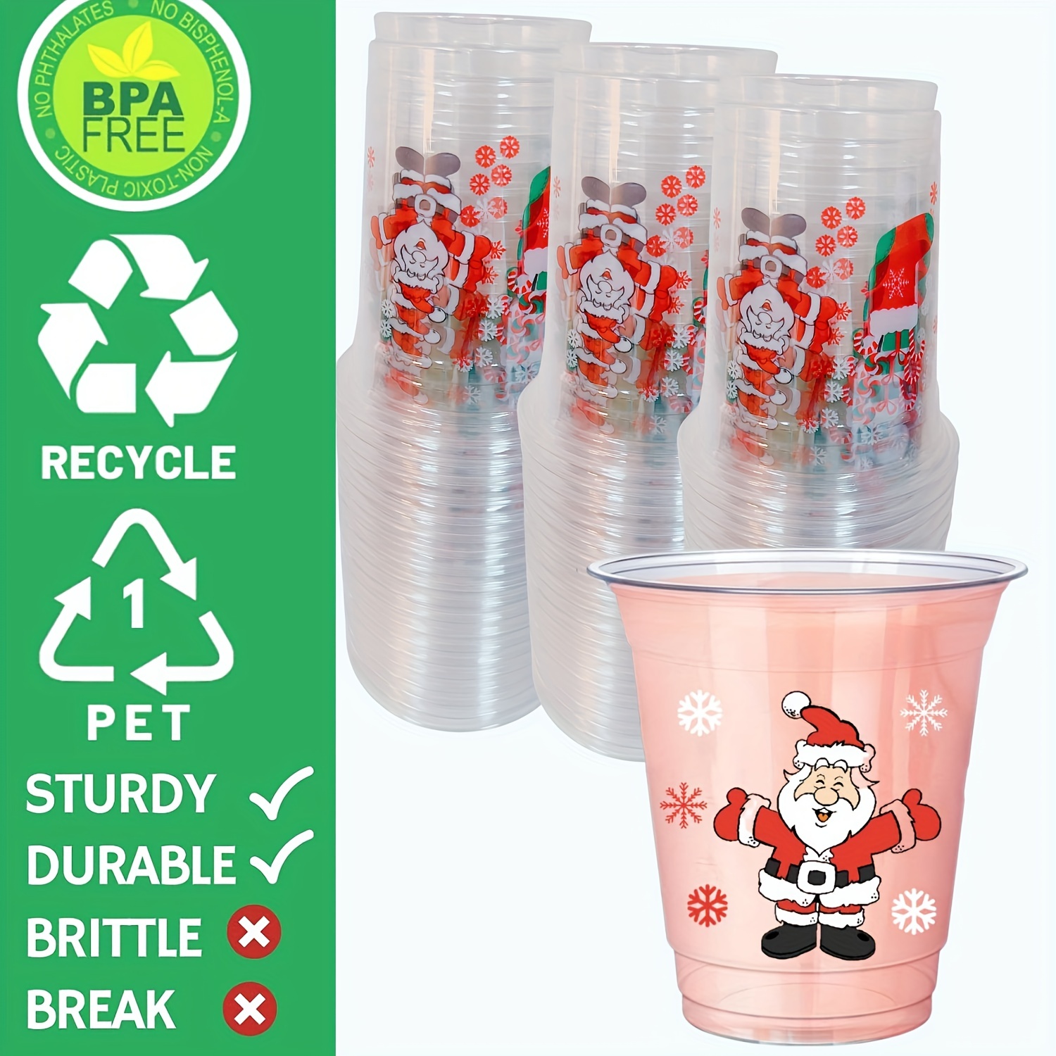 Christmas Bar Cart Reusable Plastic Cups- PACK OF 6 – Turquoise and Tequila