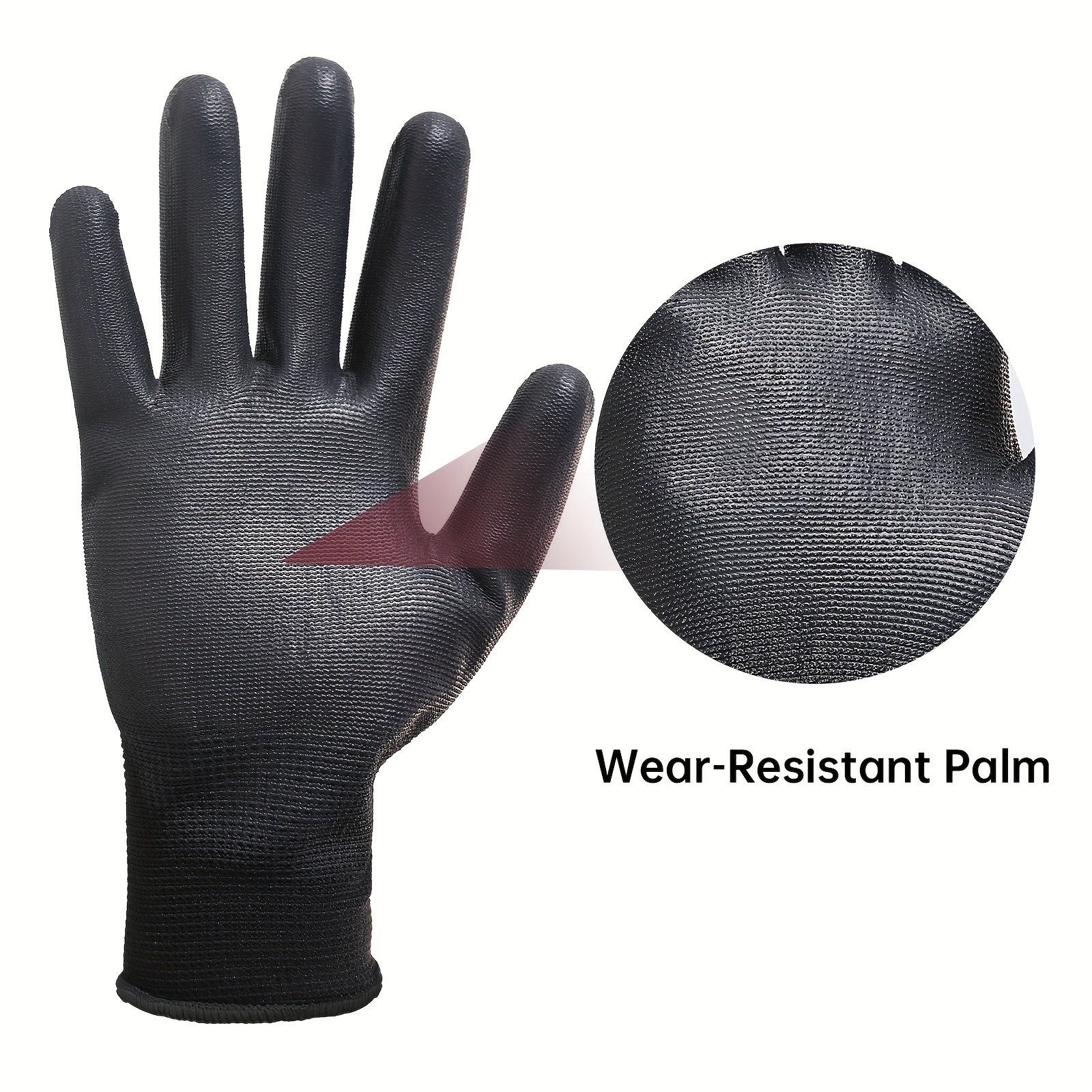 Ultra-thin Pu Coated Work Gloves, Excellent Grip Gloves, Nylon Shell Black  Polyurethane Coated Safety Work Gloves, Knit Wrist Cuff, Ideal For Light  Duty Work - Temu