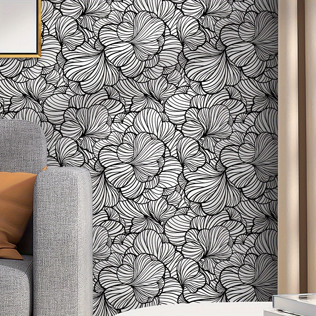 Black Grey Abstract Self Adhesive Contact Paper, Peel and Stick