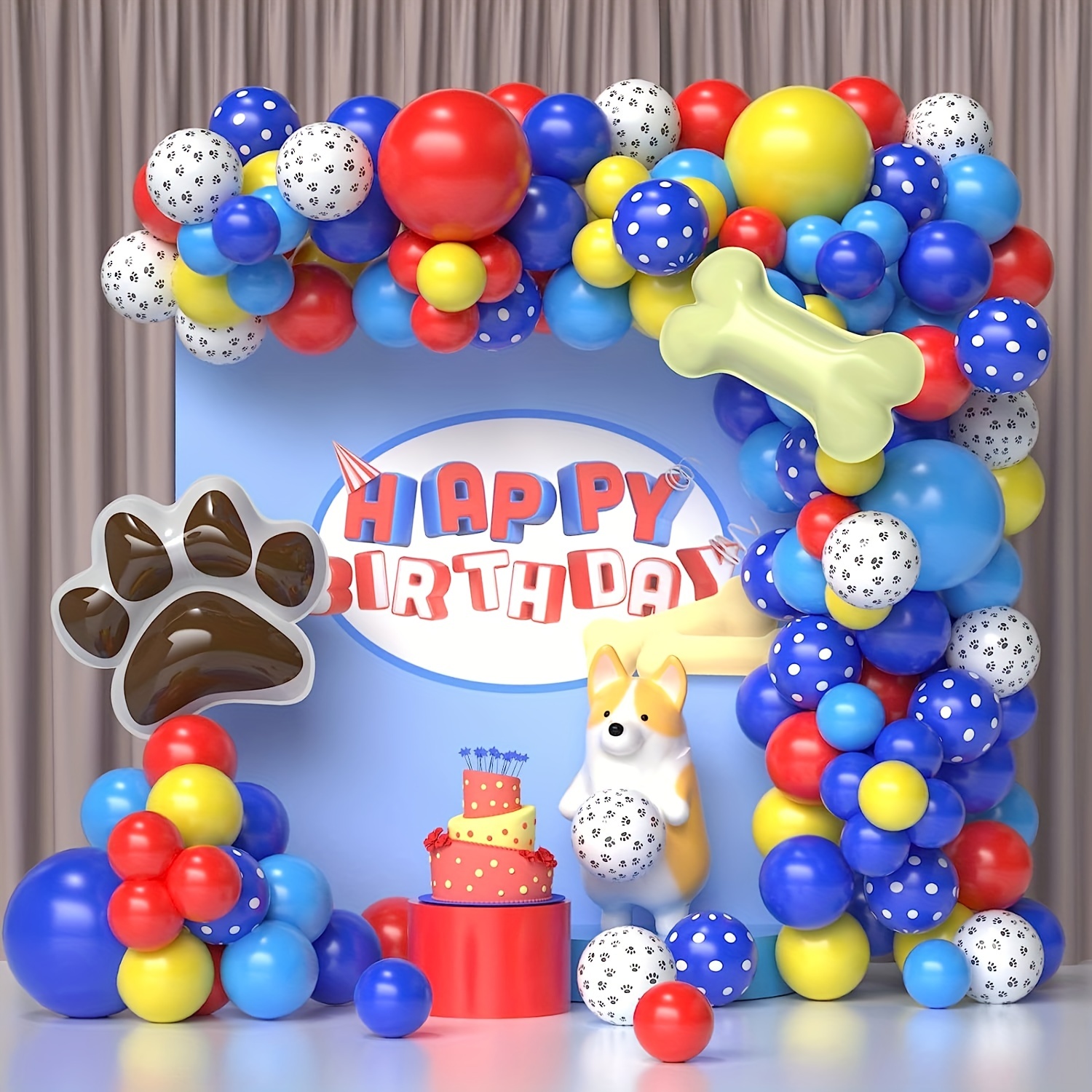 117pcs Bluey Theme Birthday Party Supplies Balloon Garland Arch Set Latex  Dog Bone Balloon Baby Shower Bluey Birthday Decoration - AliExpress