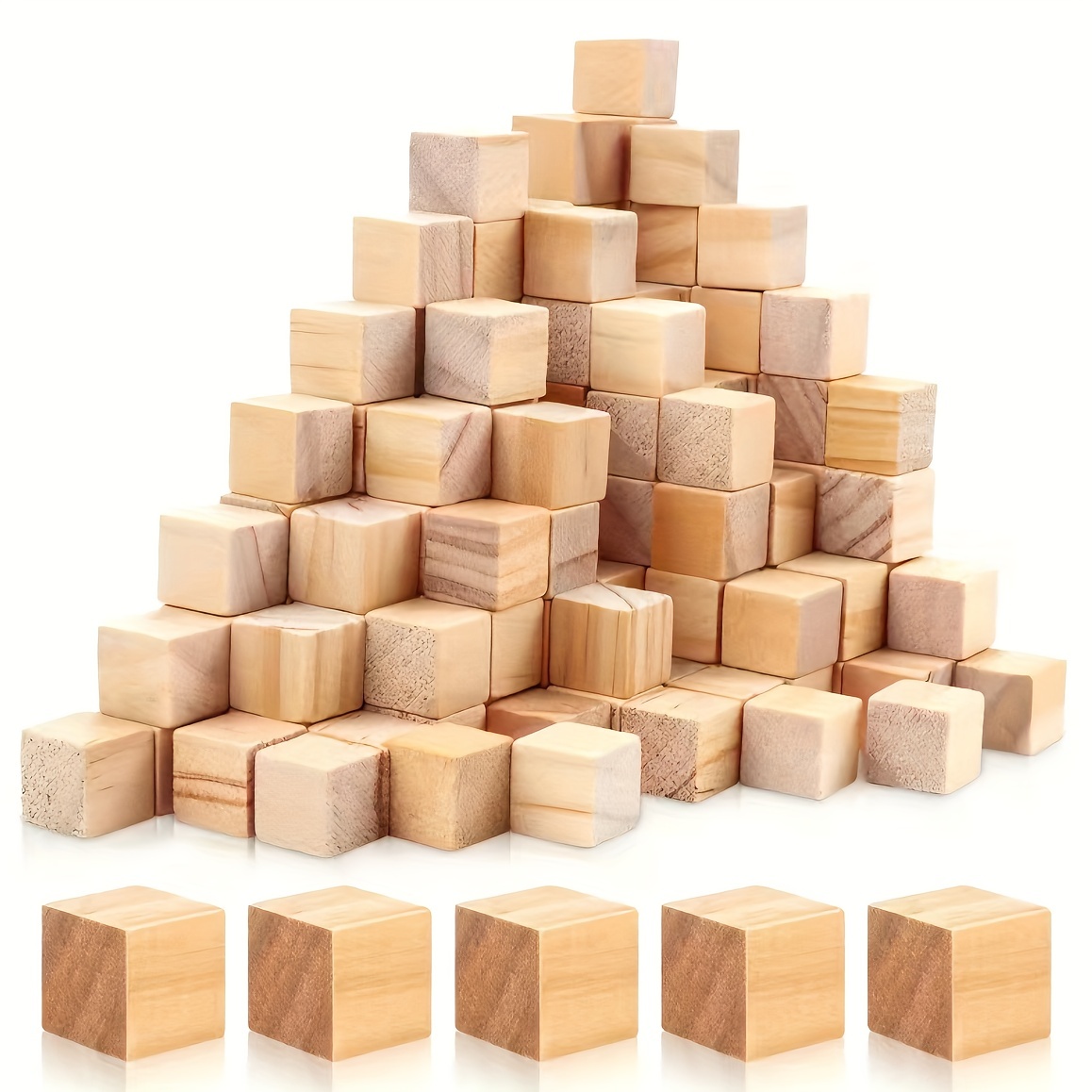 Unfinished Wooden Blocks 3/4-inch, Small Wood Cubes for Crafts and