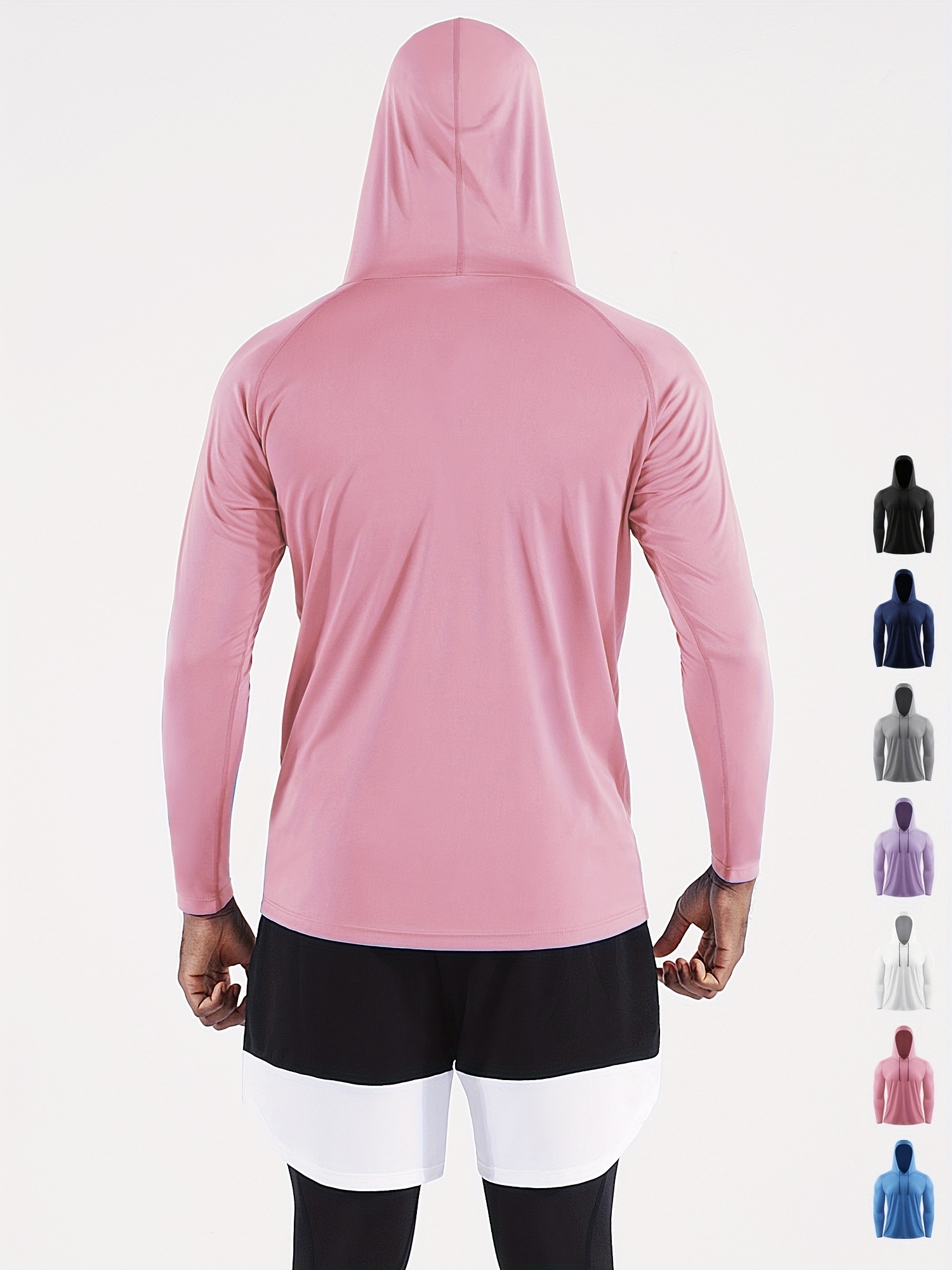 2pcs Men's Sun Protection Hoodie, Active Quick Dry Slightly Stretch Breathable Loose Hooded Sweatshirt for Summer Outdoor,Temu