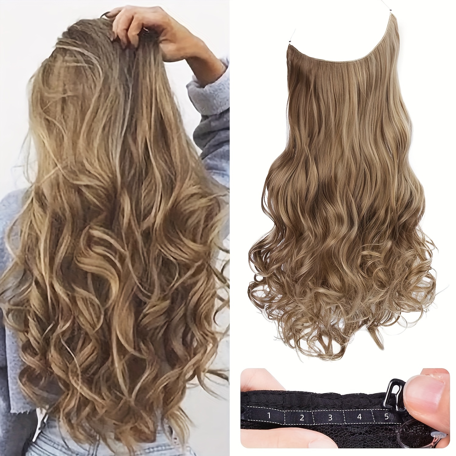 Synthetic Invisible Wire Hair Extensions Transparent - Temu