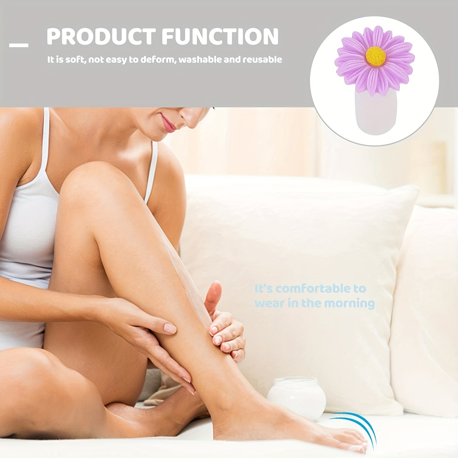 8 Pcs Daisy Flower Silicone Toe Separators Pedicure Tools