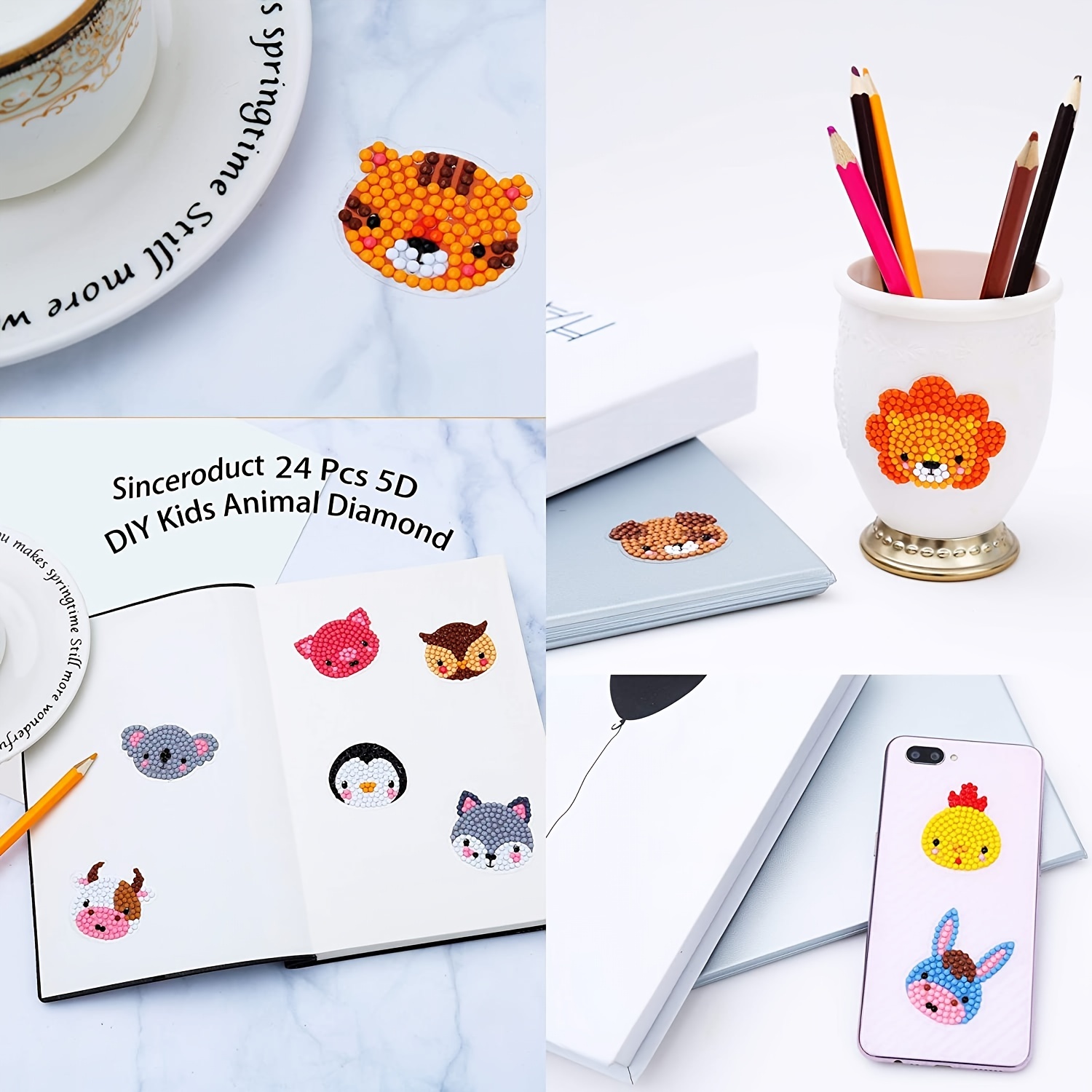 24 PCS 5D DIY Diamond Painting Stickers Kit for Kids Diamond