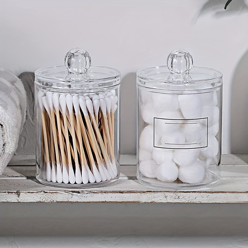 Qtip Holder Apothecary Jars With Lids Clear Bathroom - Temu