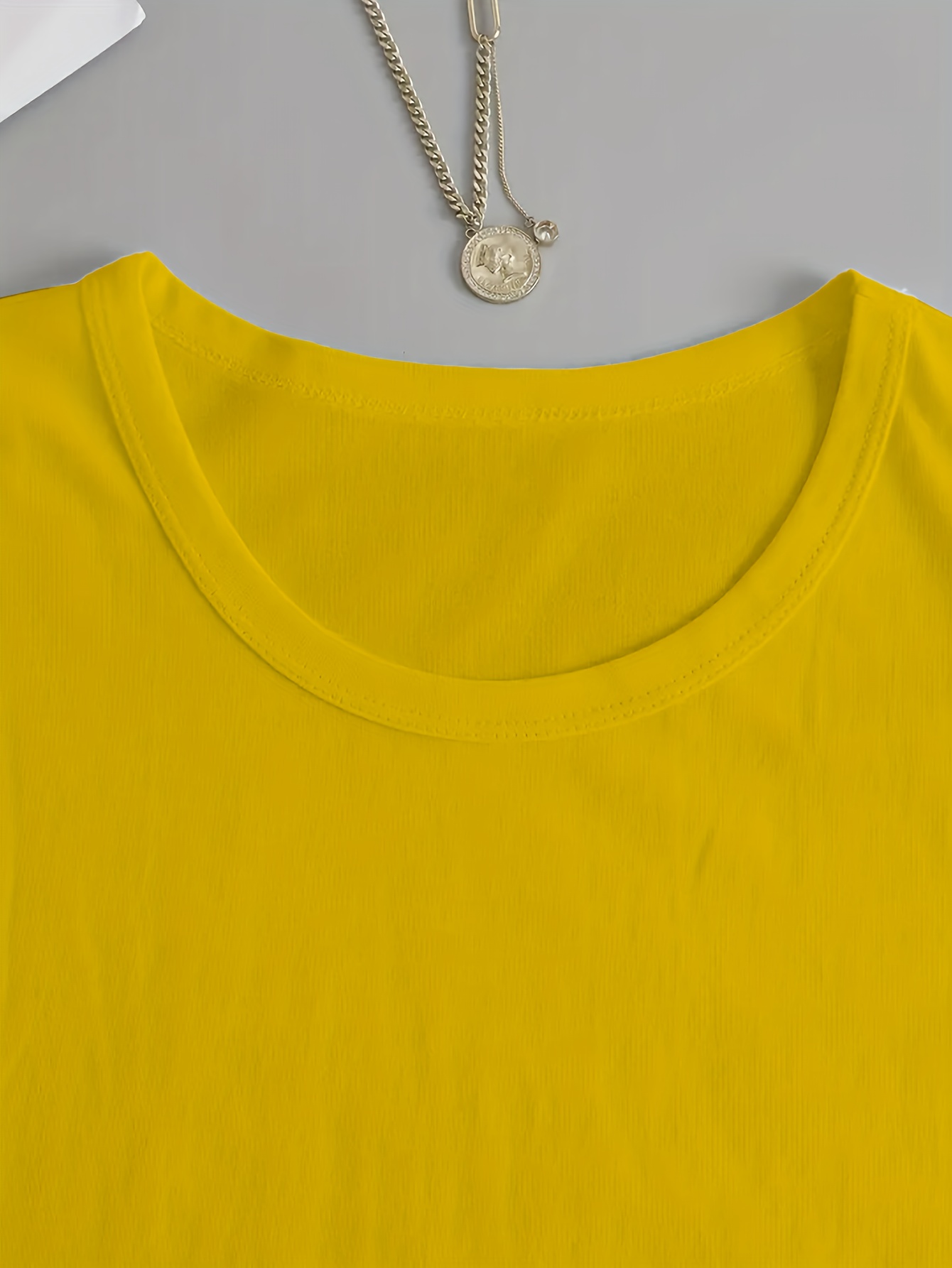 Solid Crew Neck T-Shirt, Casual Long Sleeve Top For Spring & Fall, Women's Clothing