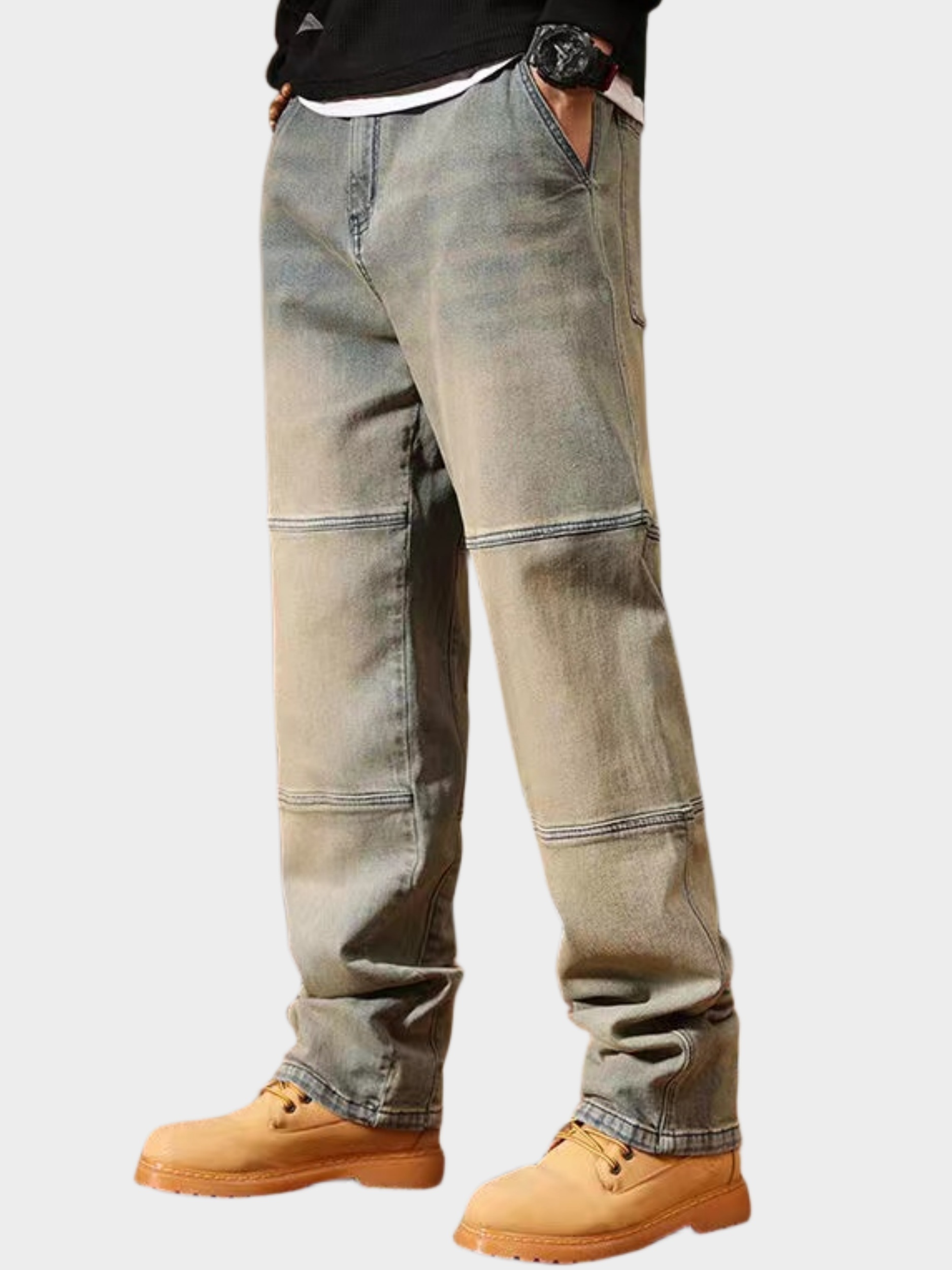 Plus Size Men's Vintage Gradient Color Denim Pants - Temu Canada