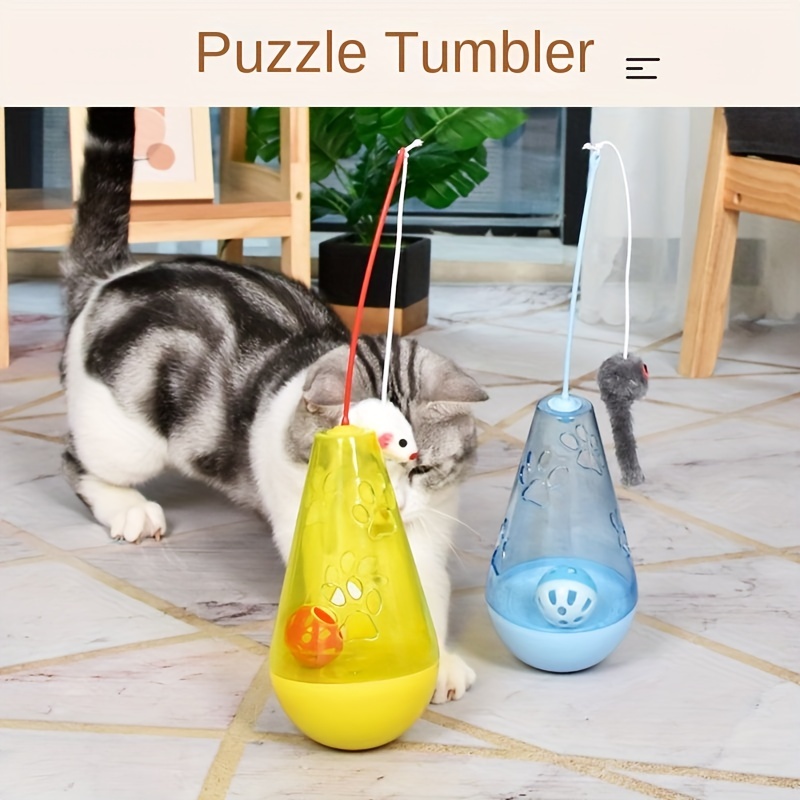 Interactive Pet Cat Treats Leaking Tumbler Stick Puzzle Teaser Ball Toys