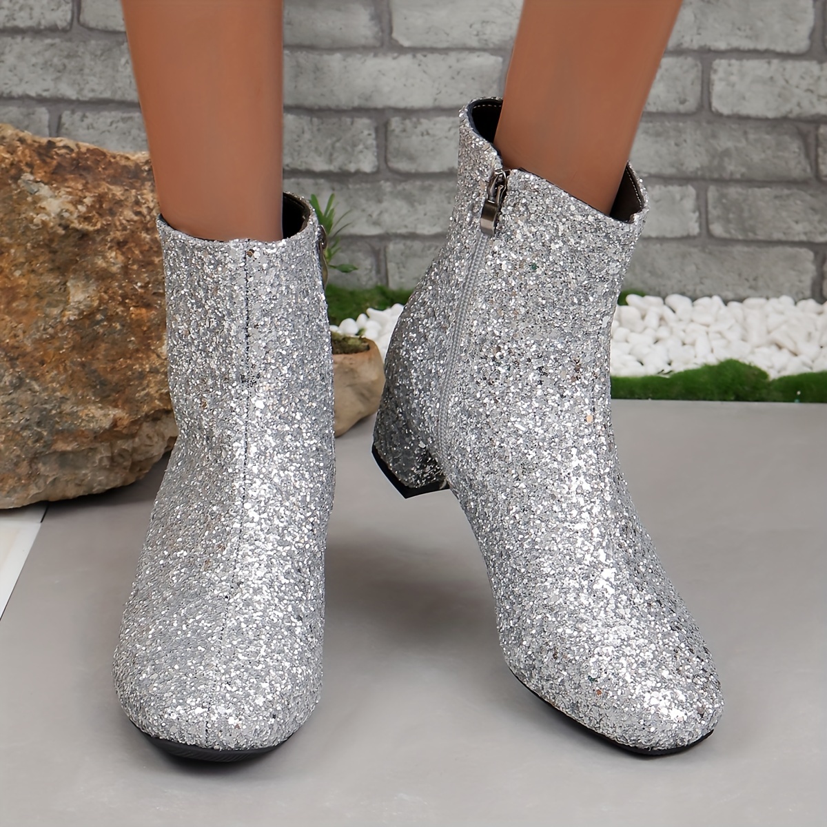 Glitter sale chunky boots