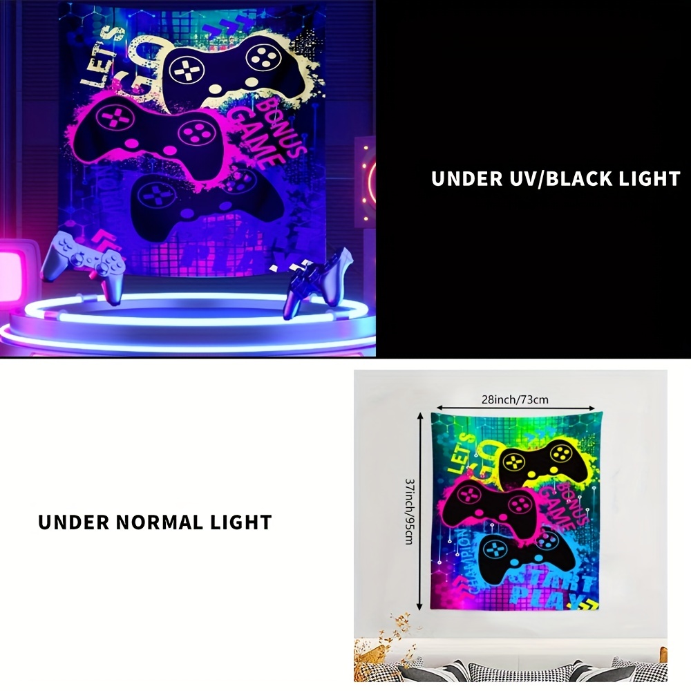 MilcTabe Game Tapestry, Level Up Neon Sign Tapestry for Boys Bedroom Gamer  Room, Blacklight Fabric Tapestry Wall Hanging for Bedroom Living Room Dorm  Teens Room 71X60Inches 