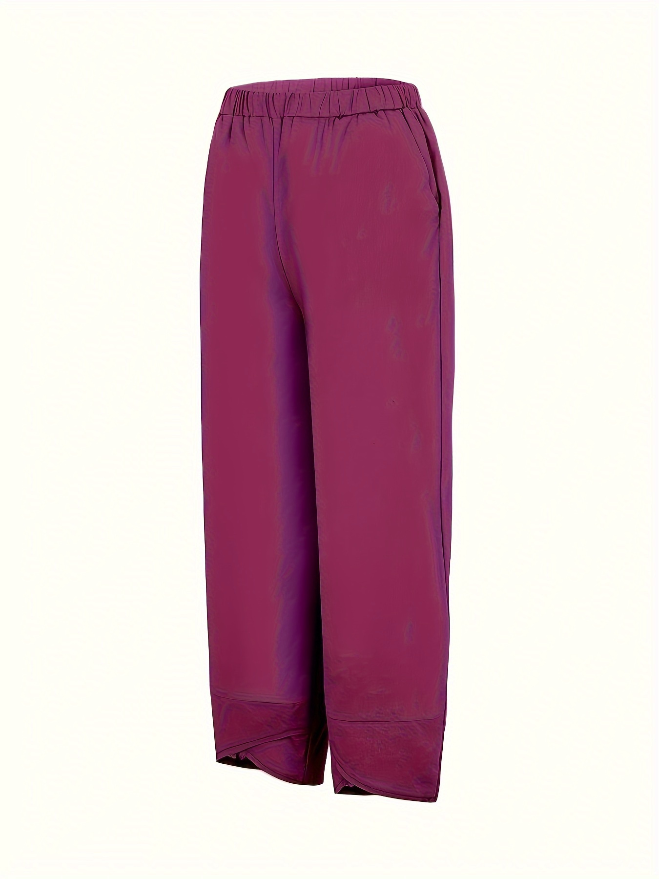 Lolmot Womens Casual Loose Pants Comfy Work Pants Pockets Elastic High  Waist Pants