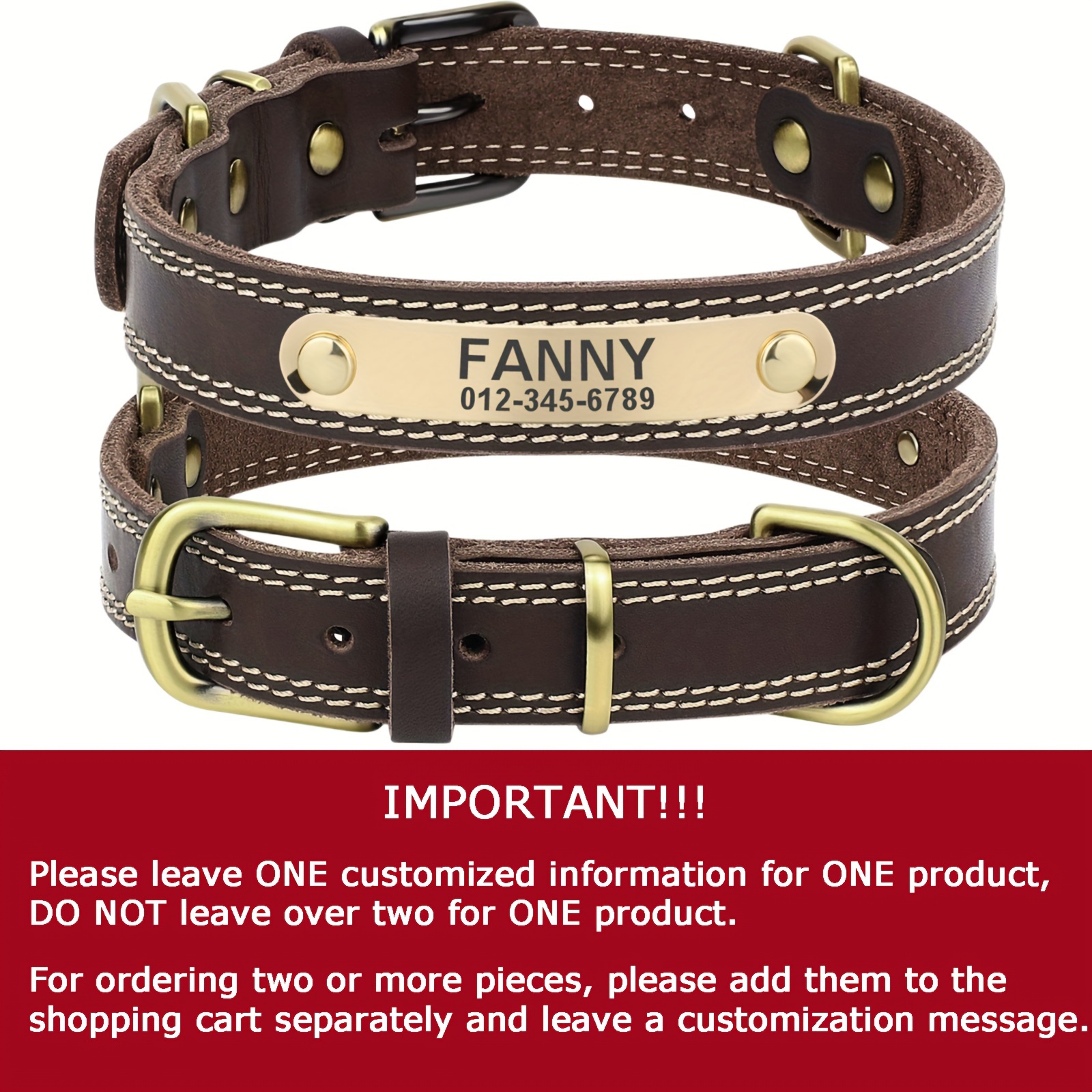 TEMU Personalized Custom Heavy Duty Dog Collar: Engraved Nameplate, Durable Name Tag & Comfortable Genuine Id Collars Dog !