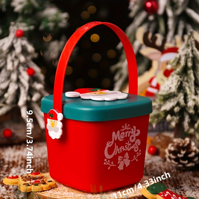 Christmas Pattern Storage Bucket With Handle Portable - Temu