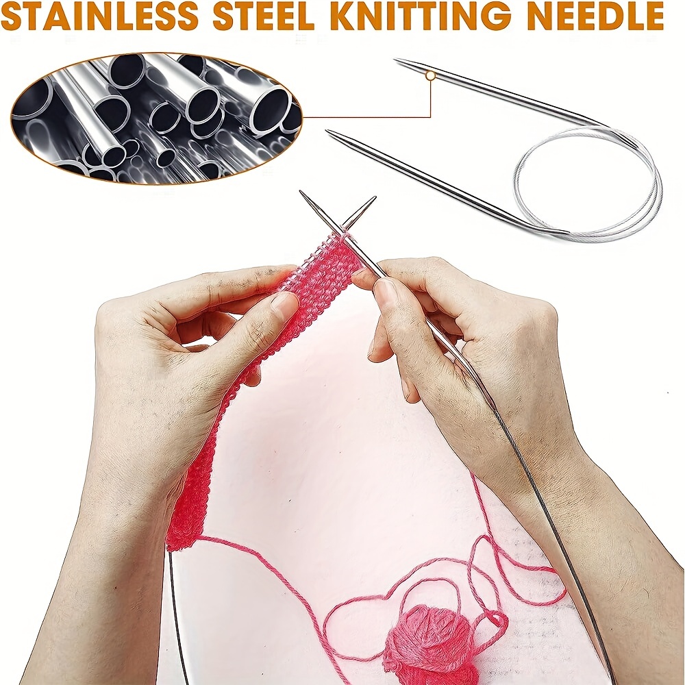 Knitting Needles Set Stainless Steel Single Point Knitting - Temu