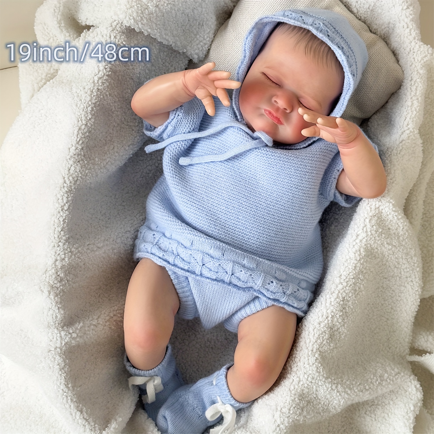 Full Body Silicone Reborn Baby Dolls 48CM 18 inch Blue Eyes Little